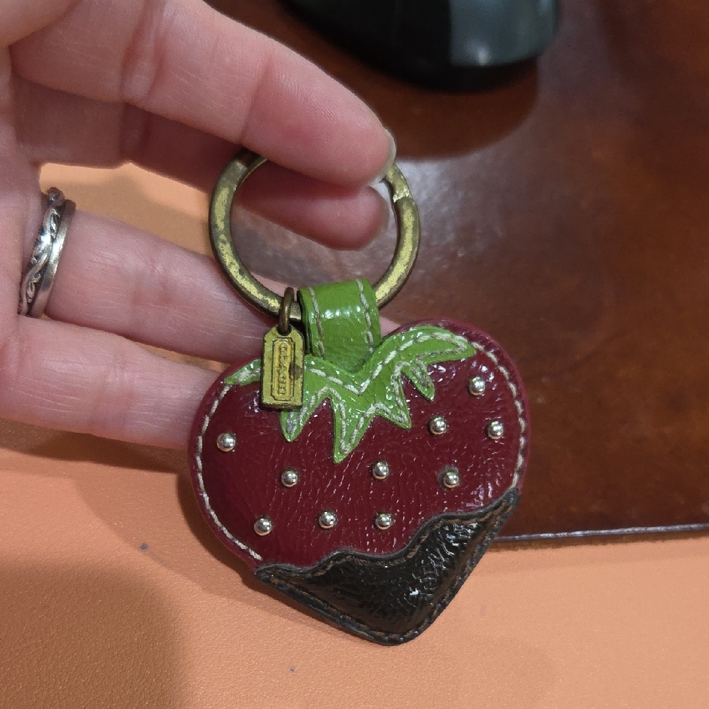 Coach Red and Green Strawberry Keychain